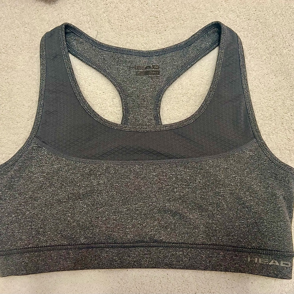 HEAD Gray Moisture-Wicking Sports Bra Large